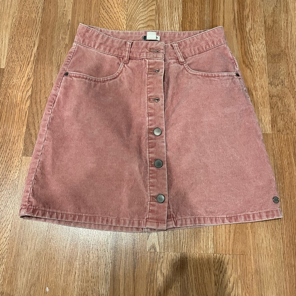 Roxy Pink Corduroy A-Line Mini Skirt